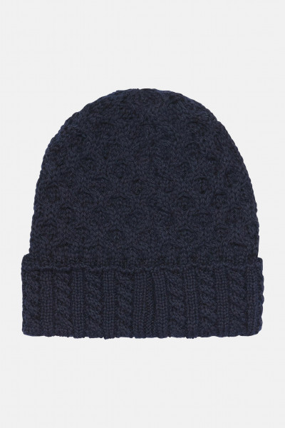 Aran Strickmütze  Navy Dunkelblau für Unisex von IrelandsEye