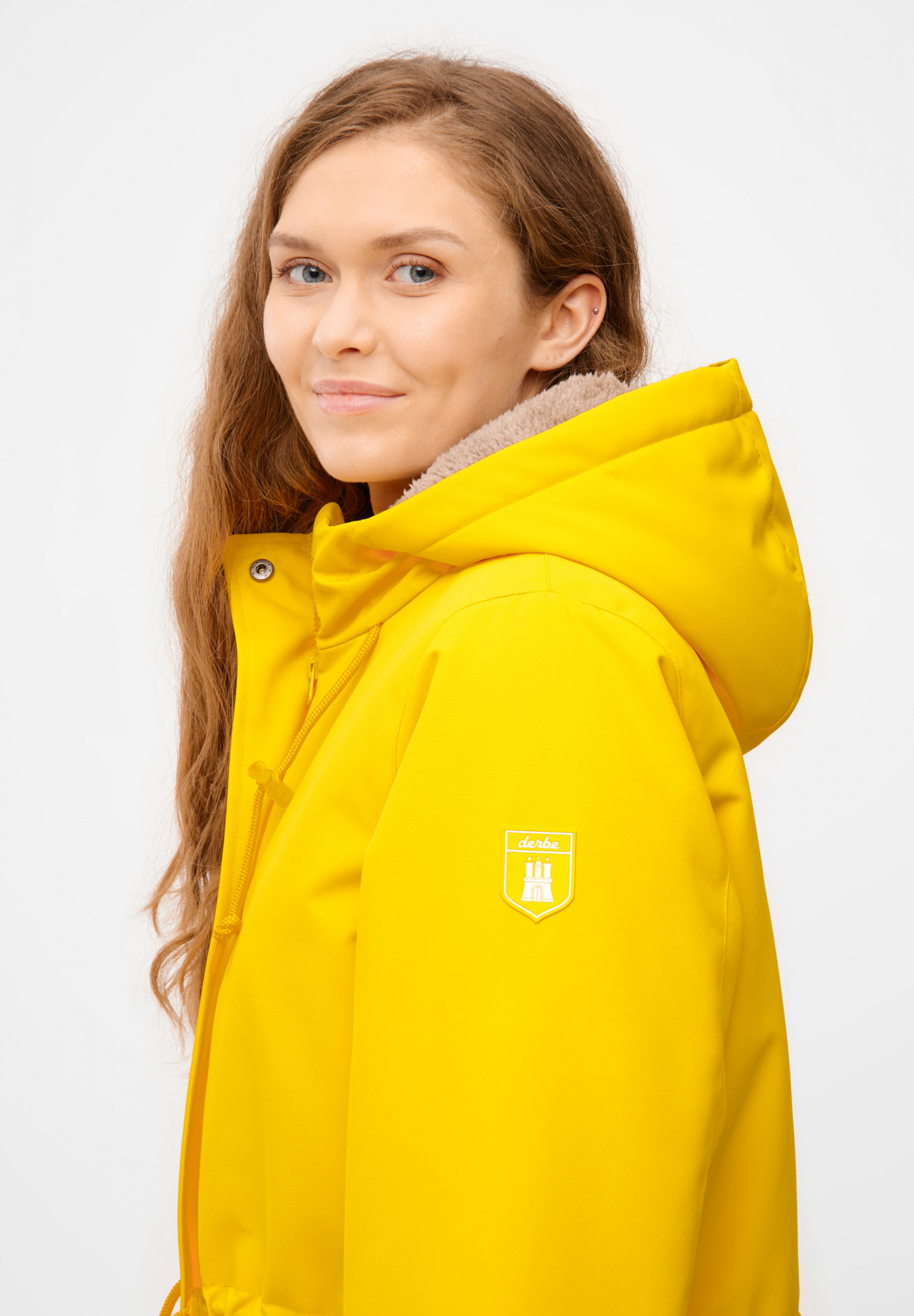 Derbe Winterjacke Friese Festholm 90er Damen Gelb Warm Gefüttert