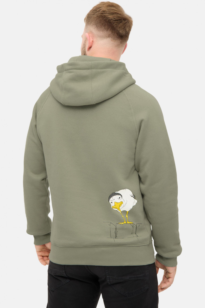 Derbe Hoodie Möwe auf Zinne Herren Oliv Grün Kapuzenpullover GOTS