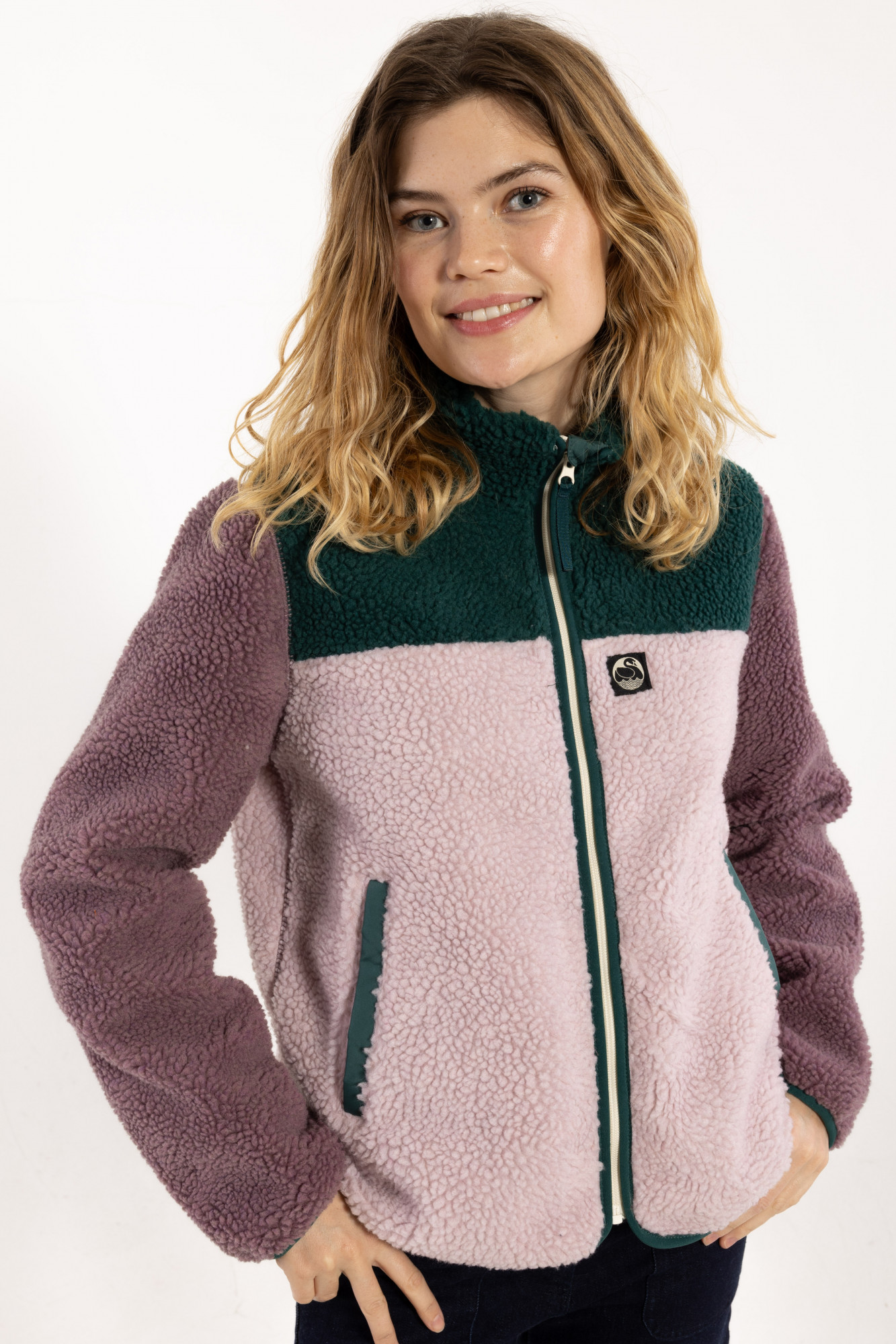 Danefae Danebirk Fleecejacke Rosa Flieder Dunkelgrün
