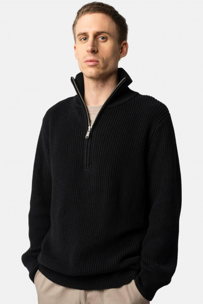 MELA Rippstrick Troyer UDAI Pullover Black Schwarz Baumwolle Nachhaltig