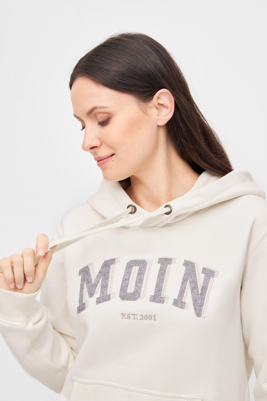 Derbe Hoodie Moinmoin Damen Weiß Kapuzenpullover GOTS
