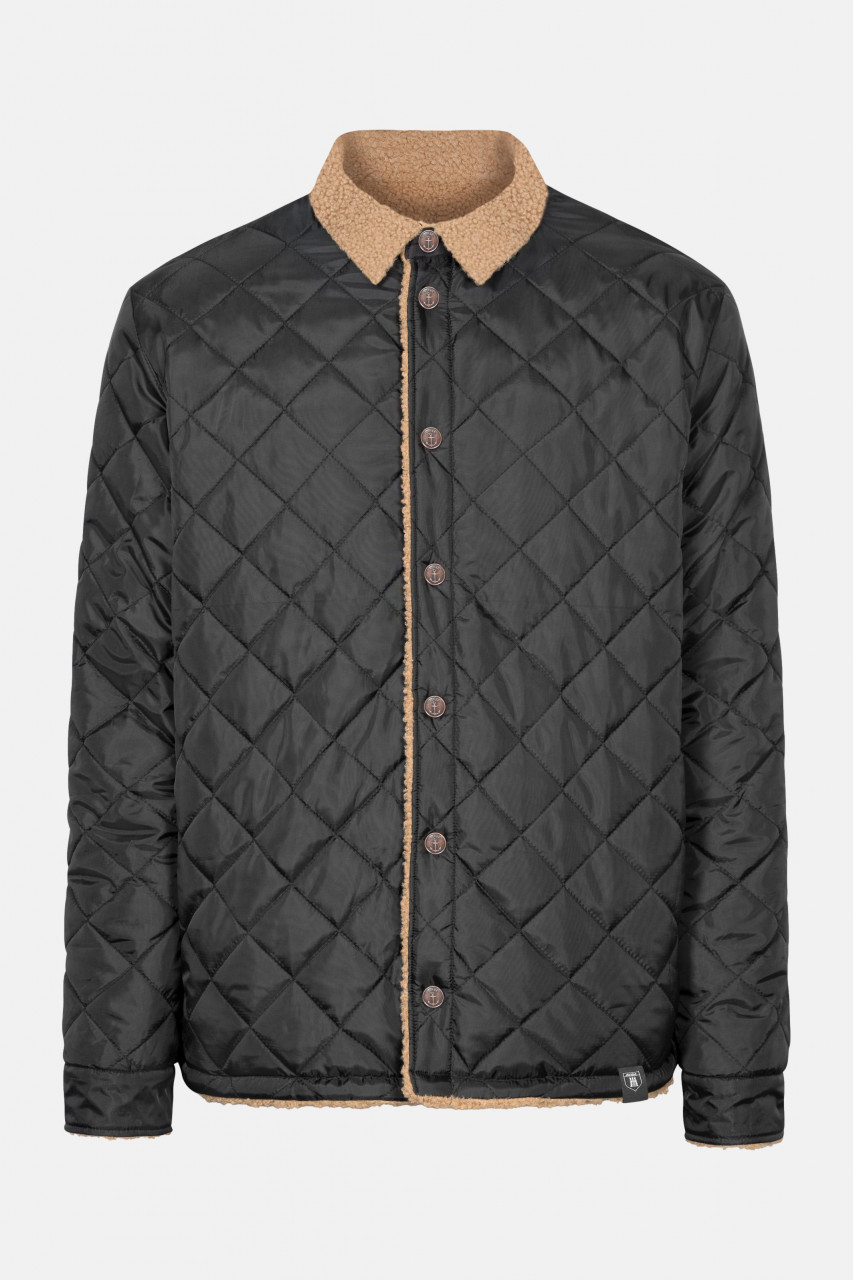Derbe Wendejacke Teddyholm Herren Caramel Black Steppjacke Teddyfell Schwarz Beige
