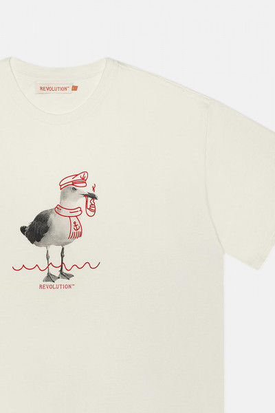 RVLT Herren T-Shirt Weiß Seemann Möwe