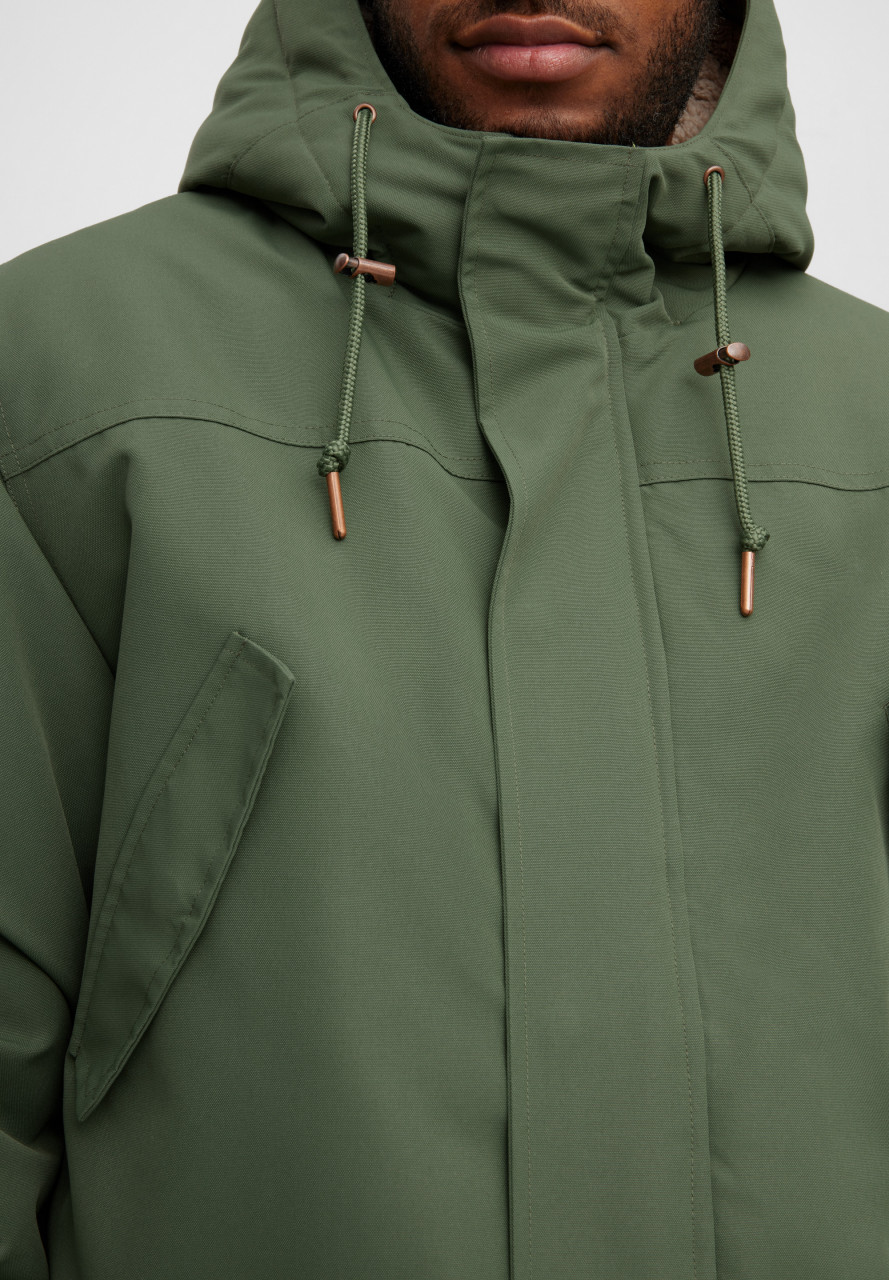 Derbe Winterjacke Festholm Herren Oliv Grün Warm Gefüttert