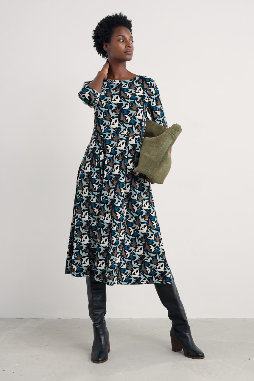 Seasalt Kleid Wild Bouquet Damen Blau Vogel Onyx