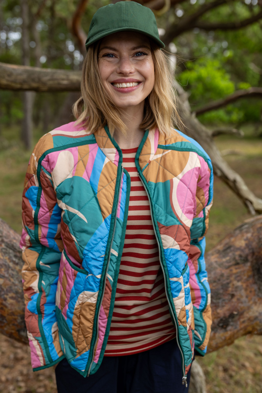 Danefae Danemaple Steppjacke Grün Türkis Braun Rosa Gemustert Übergangsjacke