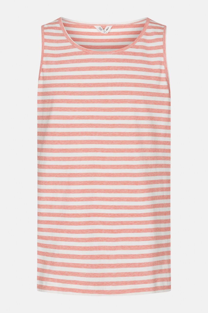 MELA Chetan Herren Tank Top Thin Stripes Terracotta Orange