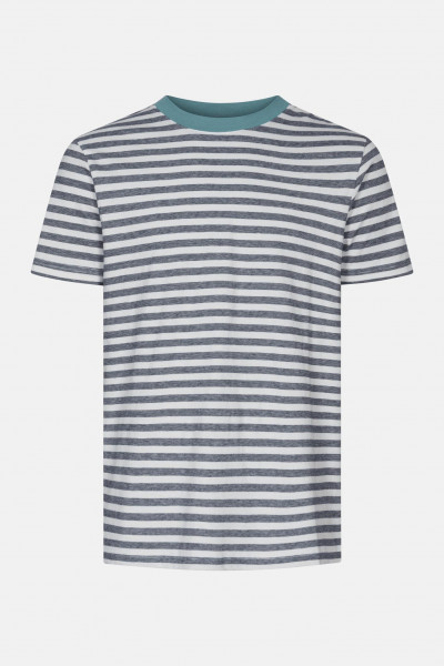 MELA Avan Herren T-Shirt Thin Stripes Gestreift Schwarz Weiß Türkis