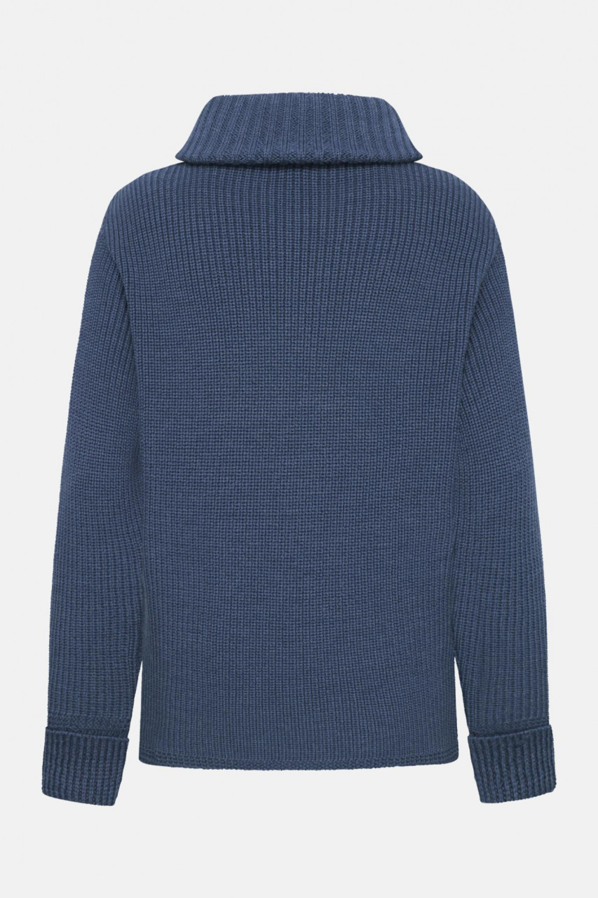 Damen Troyer Merino Jeans Blau GOTS