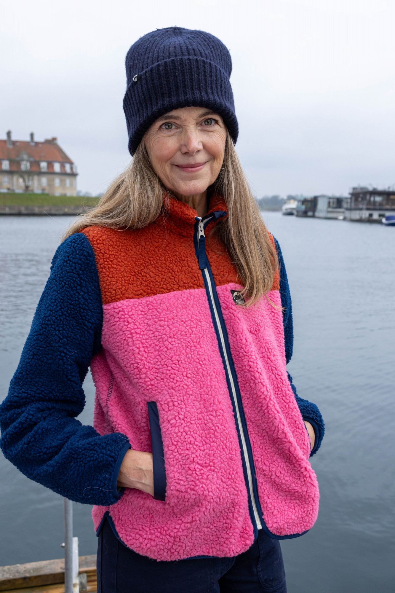 Danefae Danebirk Fleecejacke Pink Rot Dunkelblau