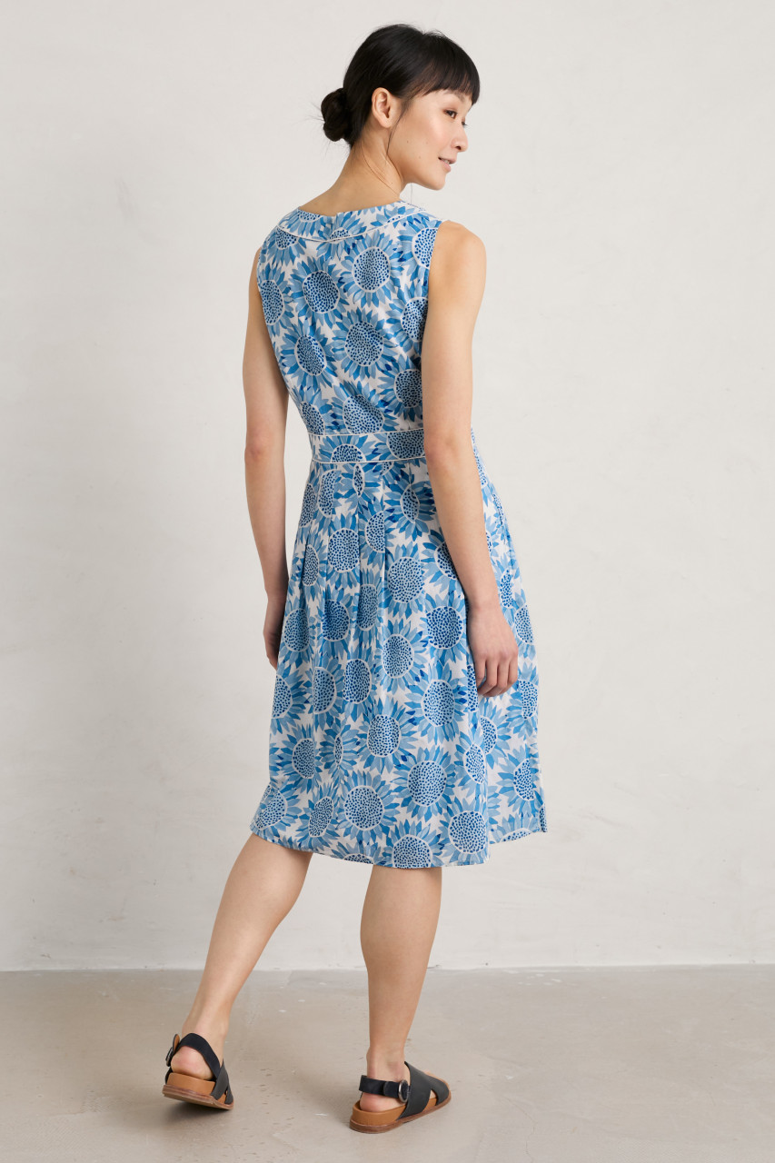 Seasalt Cornwall Villa Damen Kleid Sonnenblume Blau Weiß Vintage