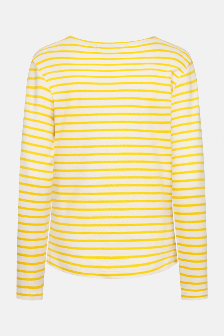Derbe Langarmshirt Interstriped Damen Weiß Gelb Streifenshirt