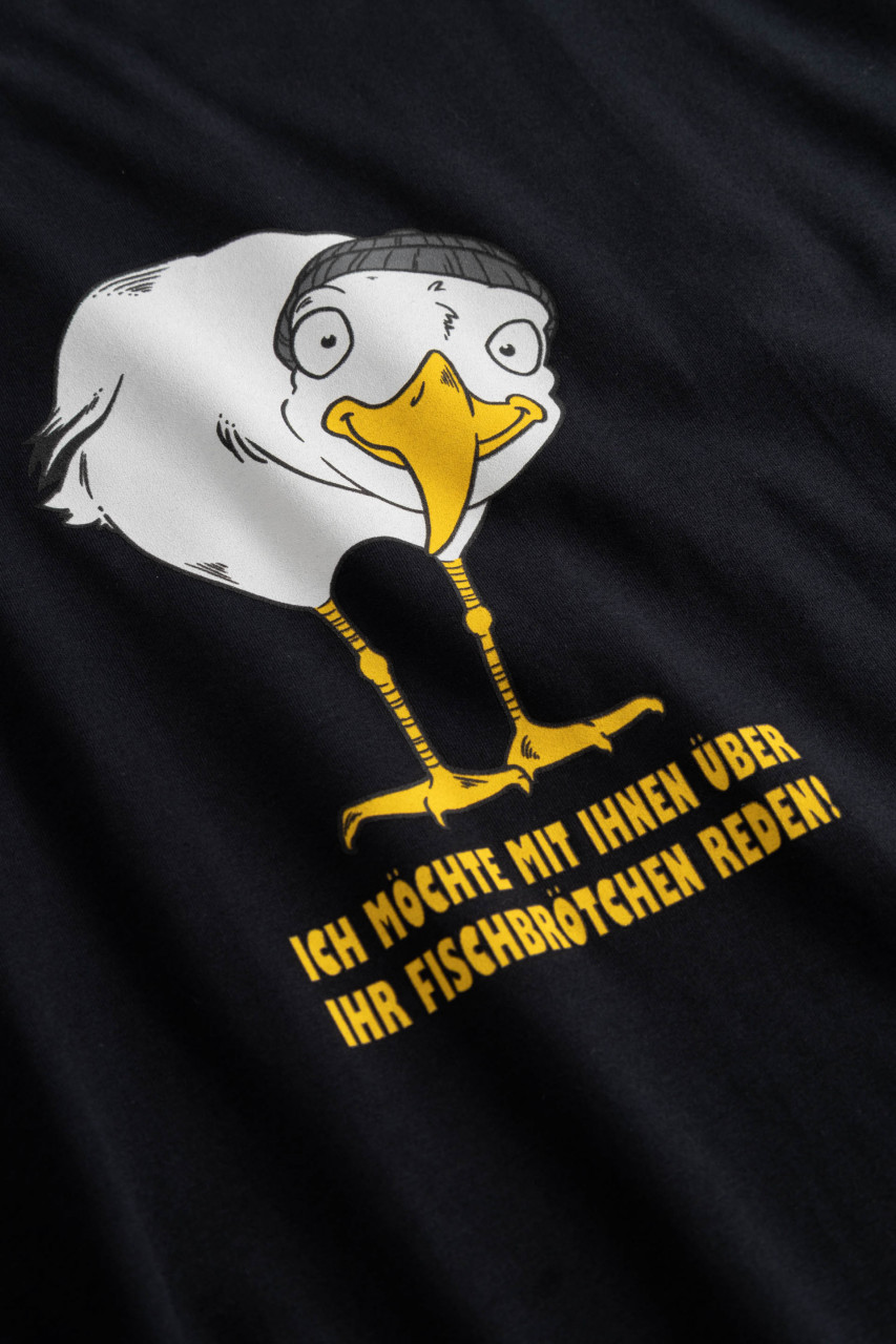 Derbe T-Shirt Brötchenmöwe Herren Schwarz GOTS Organic