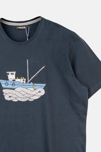 LAKOR T-Shirt Fishing Vessel Herren Blau Schiff Kutter LAKOR T-Shirt Fishing Vessel Herren Blau Schiff Kutter