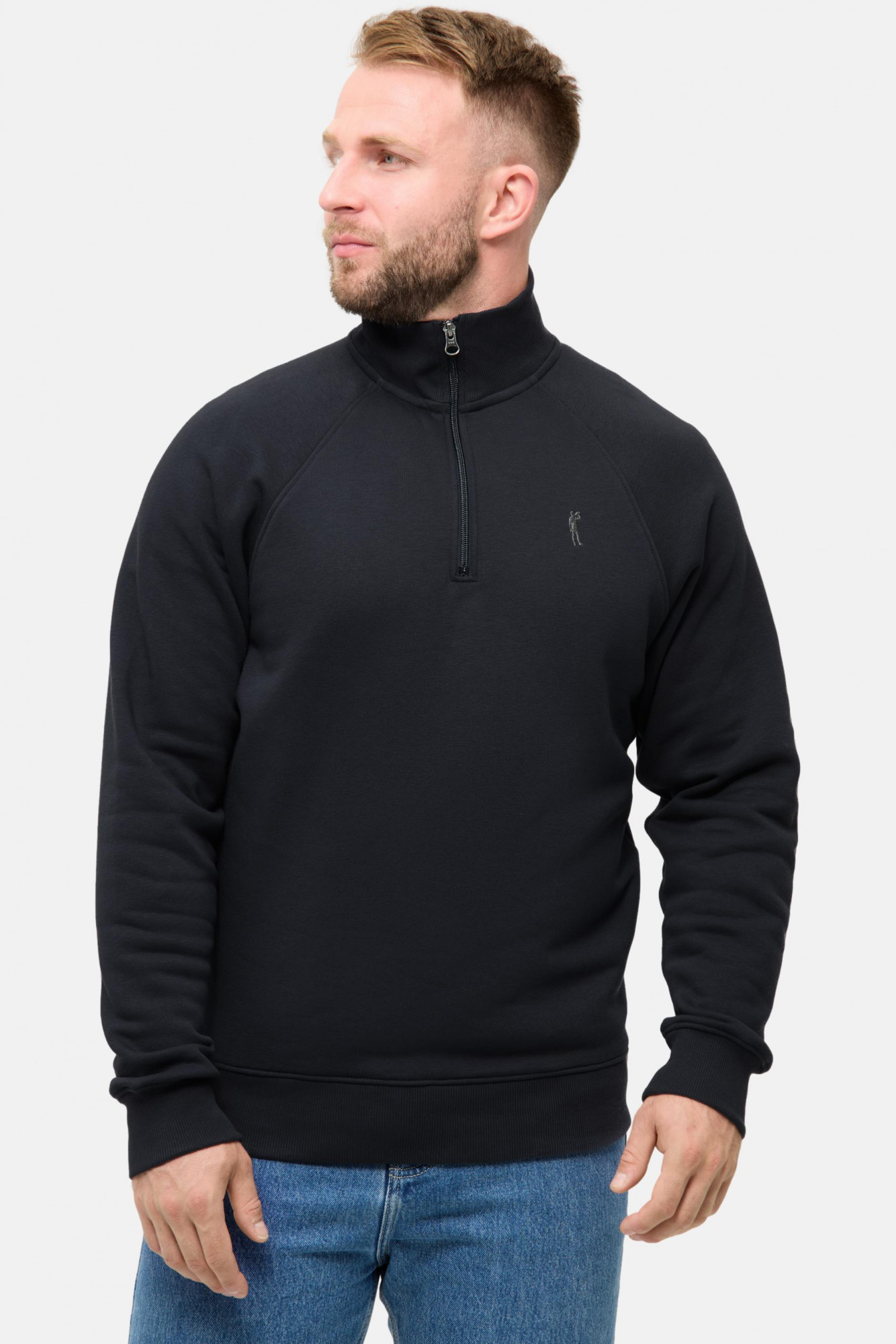 Derbe Halfzip Basic Kippes Herren Dunkelblau Sweatshirt GOTS
