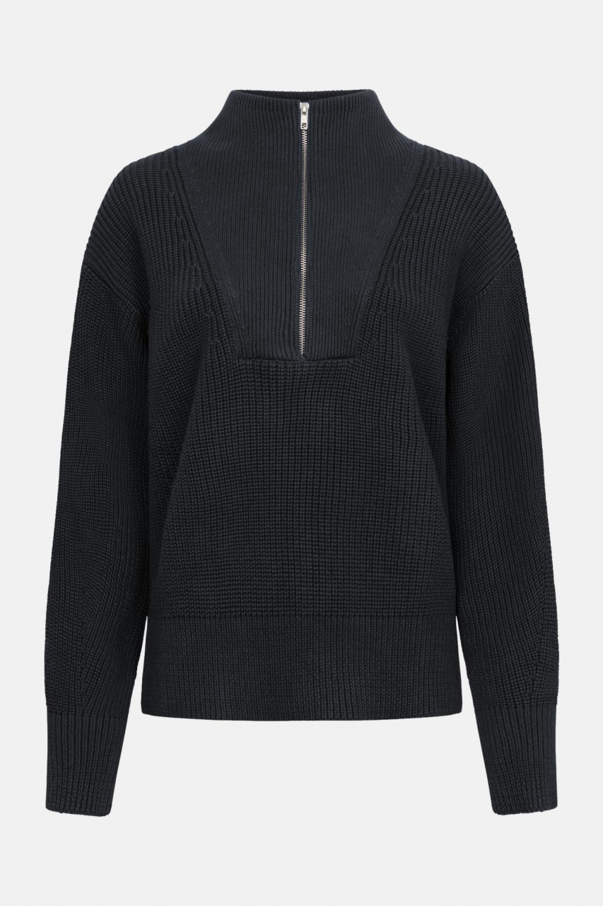 MELA Rippstrick Troyer KIMAYA Damen Schwarz Baumwolle GOTS Organic