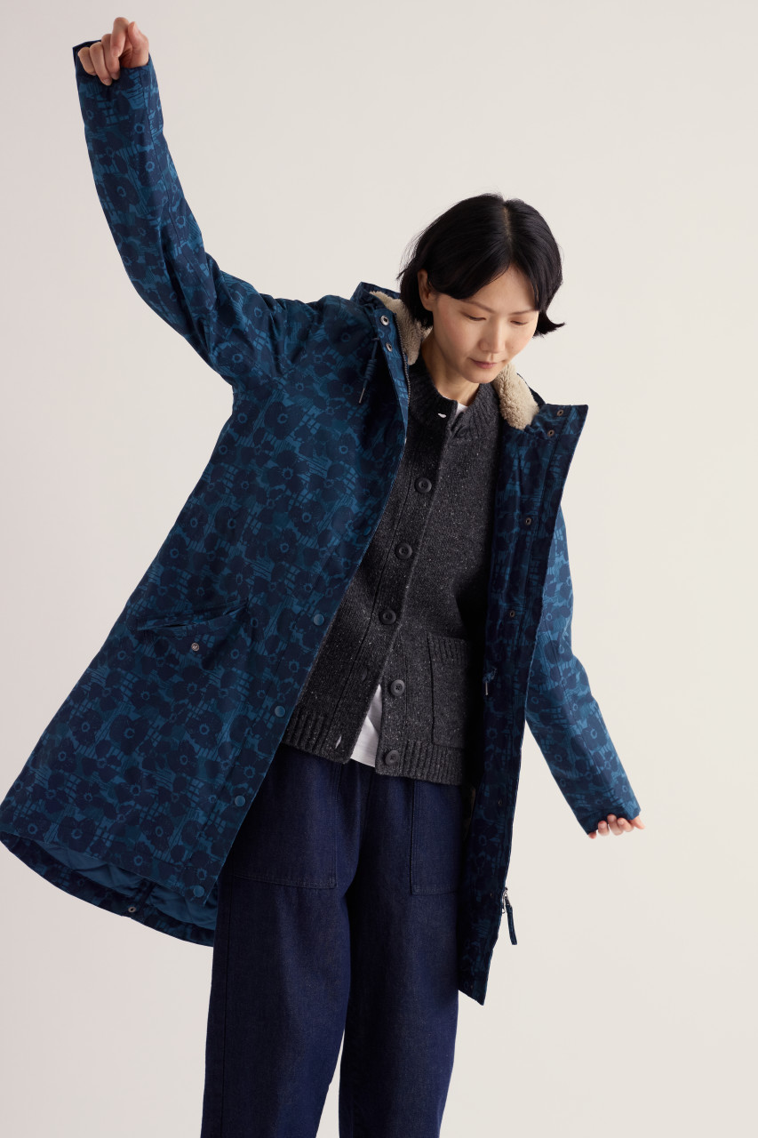 Seasalt Cornwall Regenjacke Plant Hunter Damen Blau Blumen Winterjacke