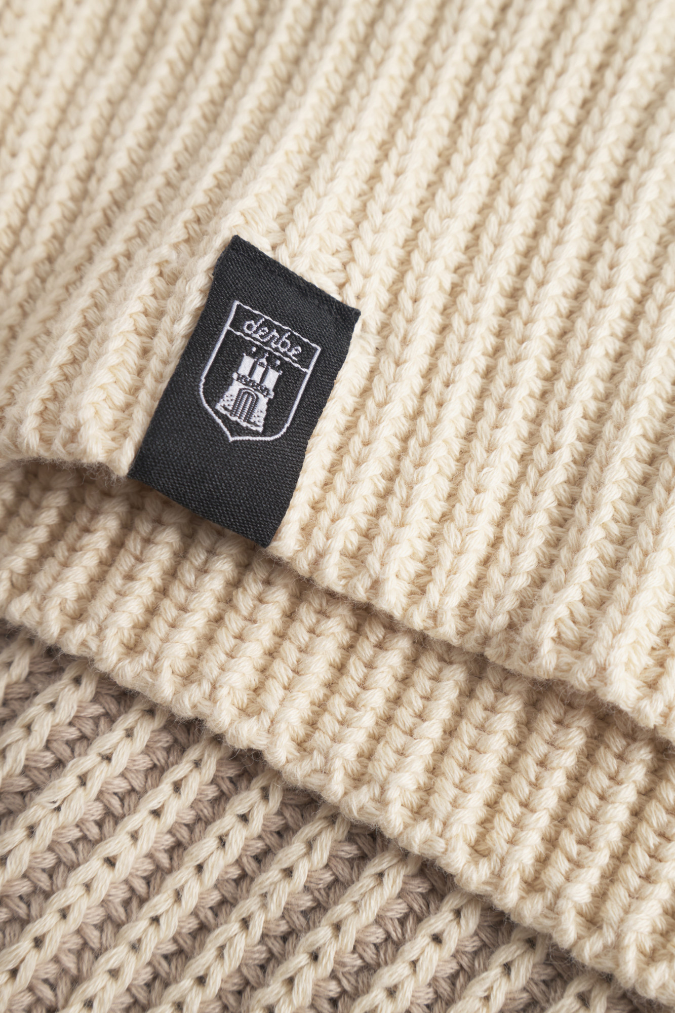Derbe Pullover Warmer Fisher Damen Beige Weiß Rippstrick