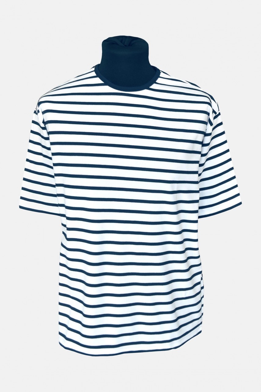 Streifenshirt, kurzarm - weiss/blaugestreift