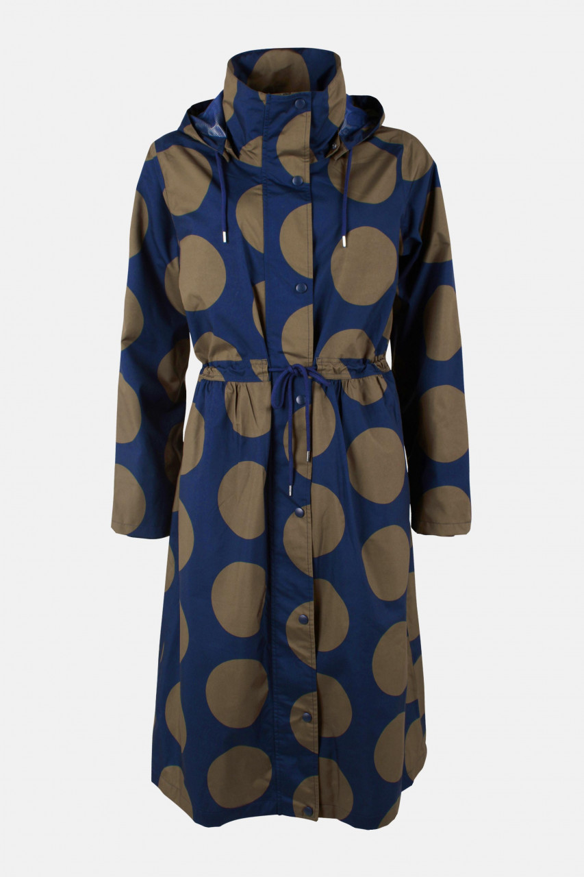 Danefae Regenmantel Danethunder Damen Blau Oliv Punkte Parka Extra Lang
