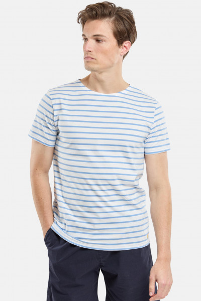 Armor Lux Mariniere Herren T-Shirt Creme Weiß Blau Streifenshirt Heritage