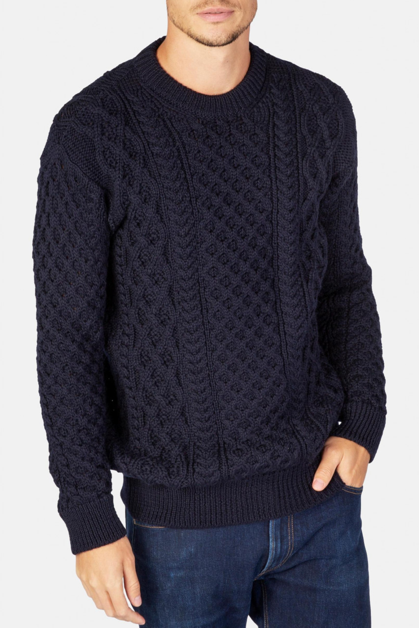 IrelandsEye Aran Blasket Blau Herren Pullover Navy Marine
