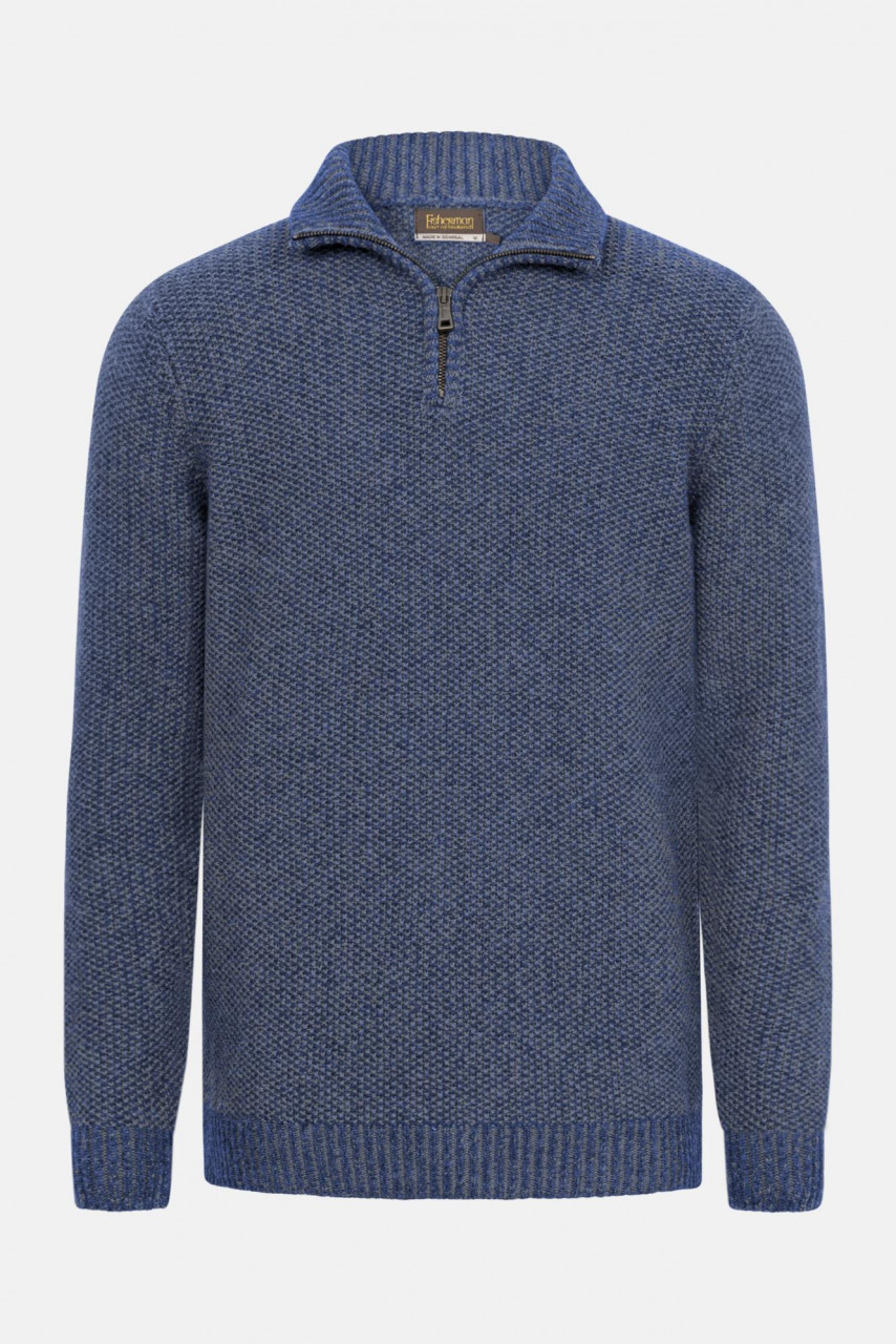 Fisherman out of Ireland Troyer Herren Pullover Blau Jeans