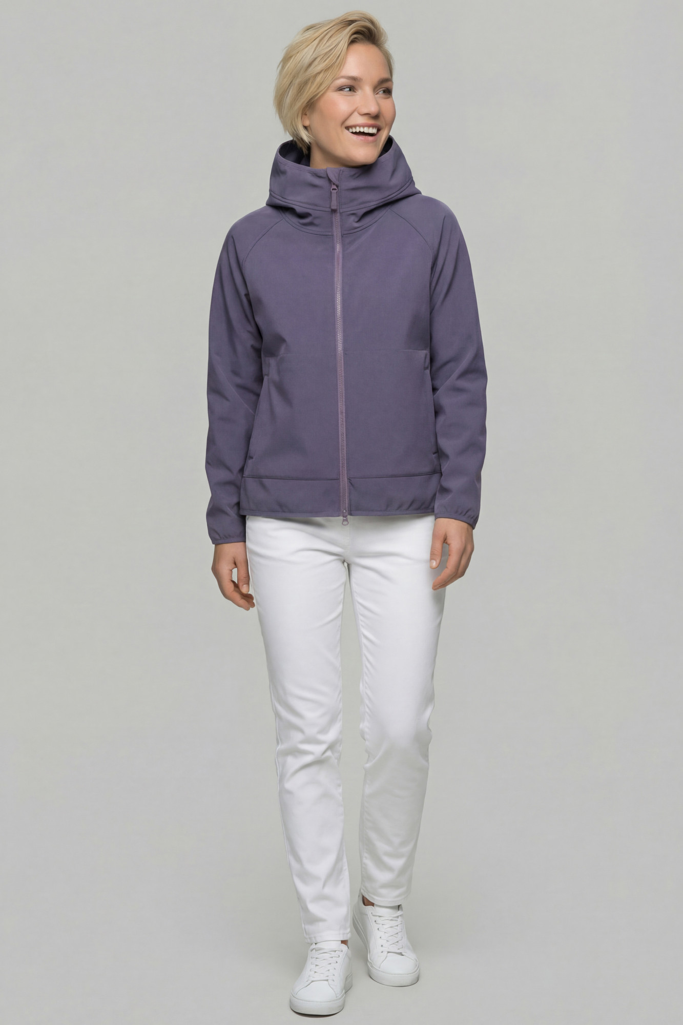 Derbe Softshelljacke Kurz Peutby Damen Lila Grau