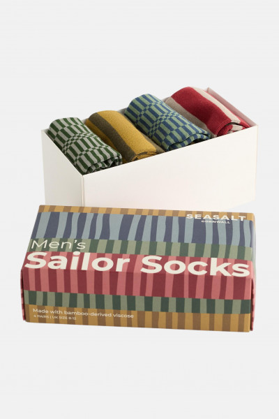 Seasalt Cornwall Sailor 4er Set Herrensocken Gestreift Navona Mix