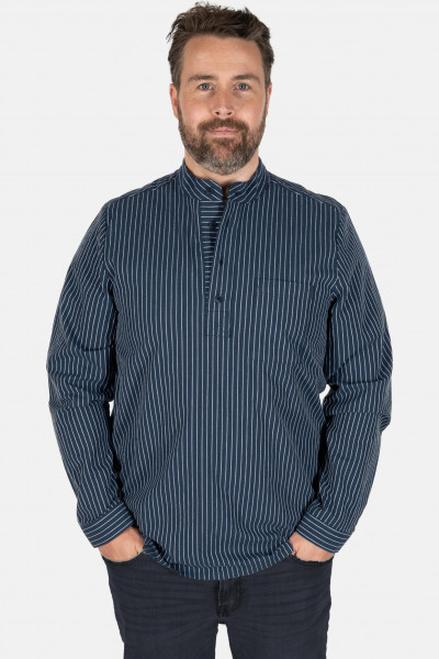 Hanseheld Fischerhemd Blau Breit Gestreift GOTS Organic