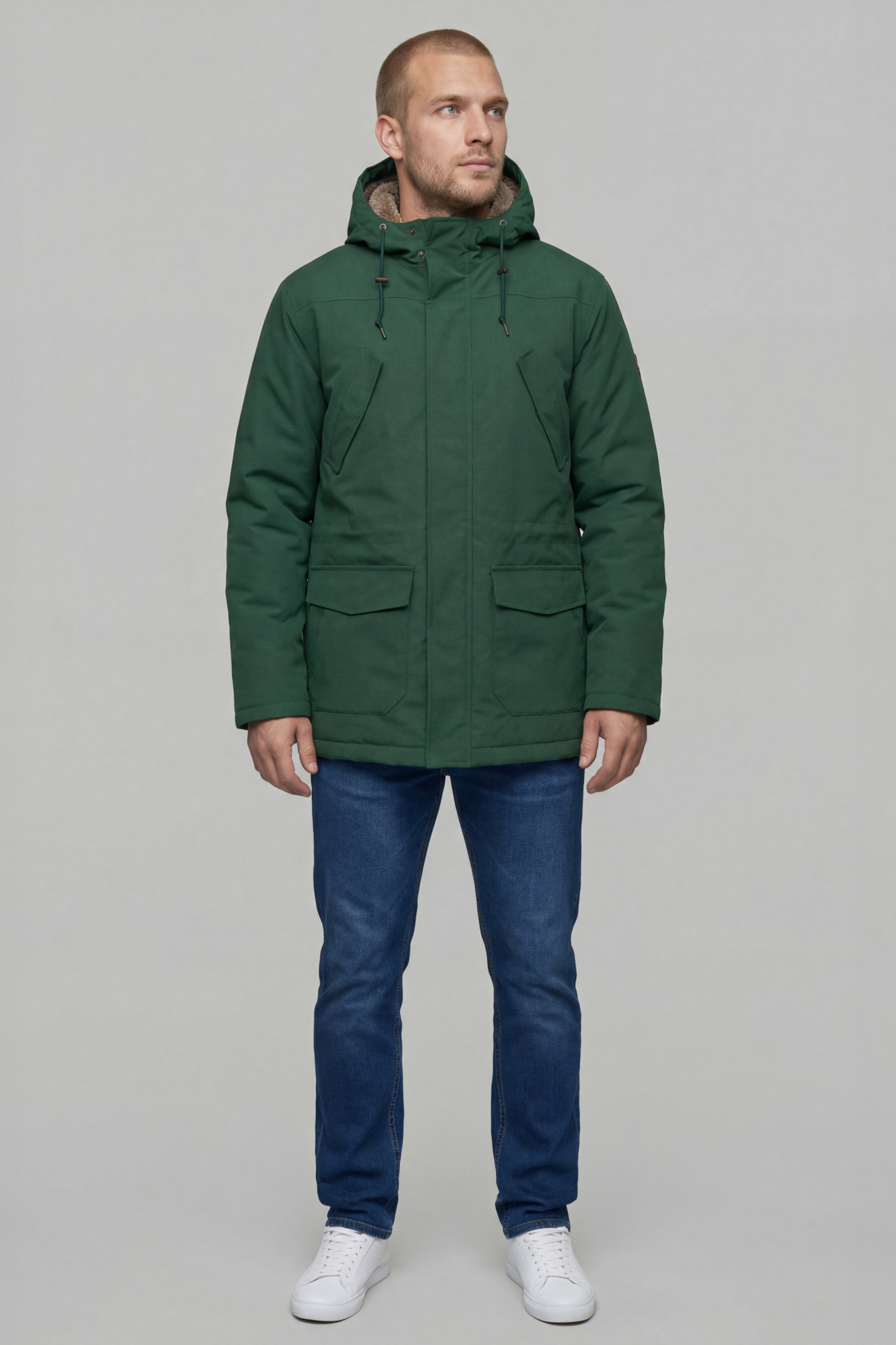 Derbe Winterjacke Festholm Herren Grün Warm Gefüttert