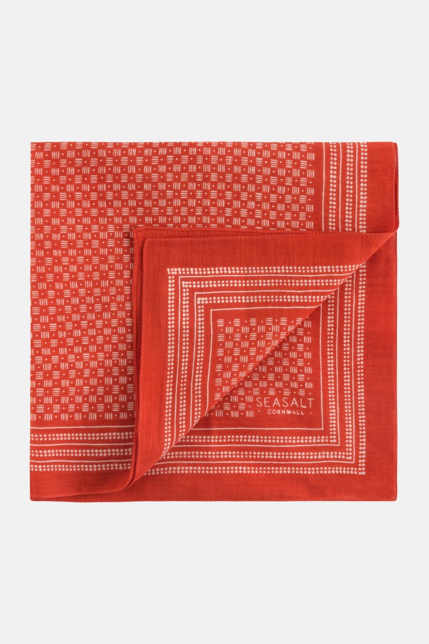 Seasalt Cornwall Sailor Square Halstuch Basket Weave Block Rot-Orange