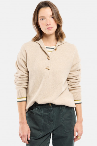 Armor Lux Pullover Pull Vareuse Damen Troyer Beige Irish Cream Matrosenkragen