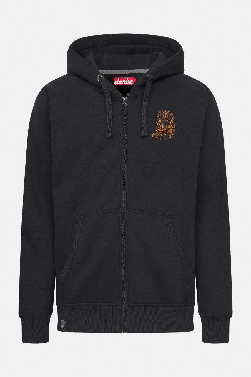 Derbe Sweatjacke Walross Herren Schwarz Zip Hoodie