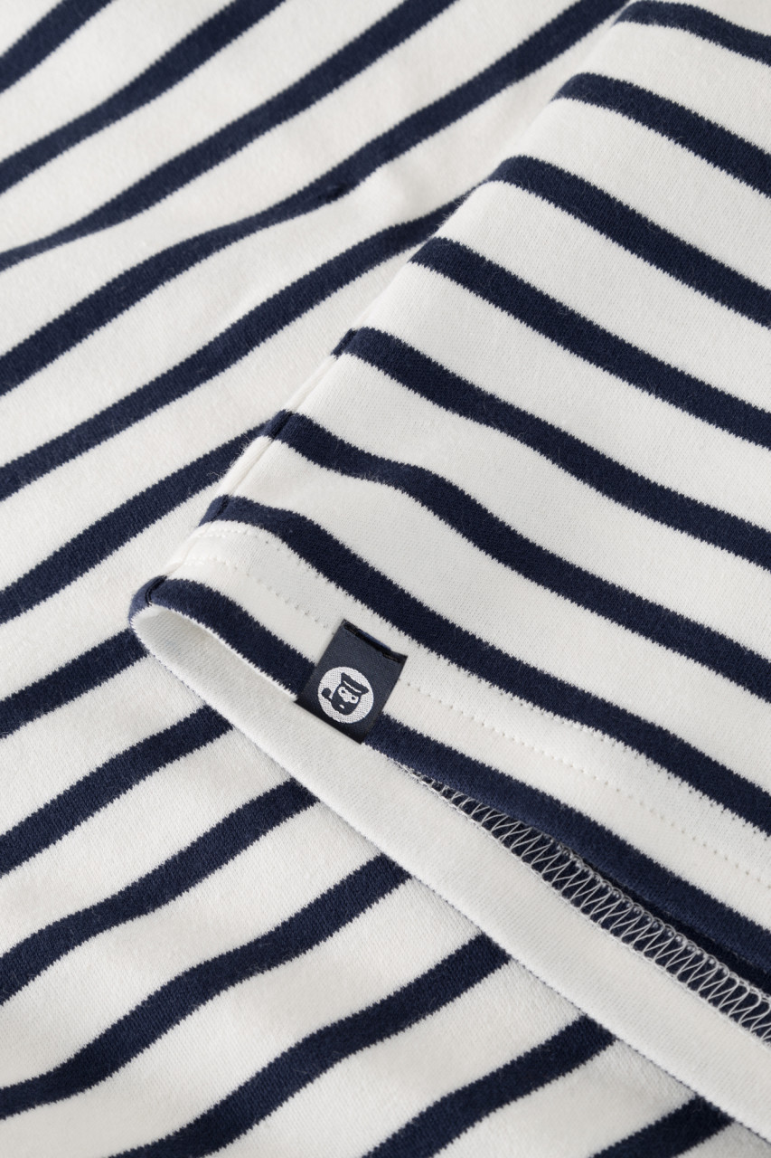 Hanseheld Streifenshirt Damen Natur-Marine Langarm Weiß Blau GOTS Organic