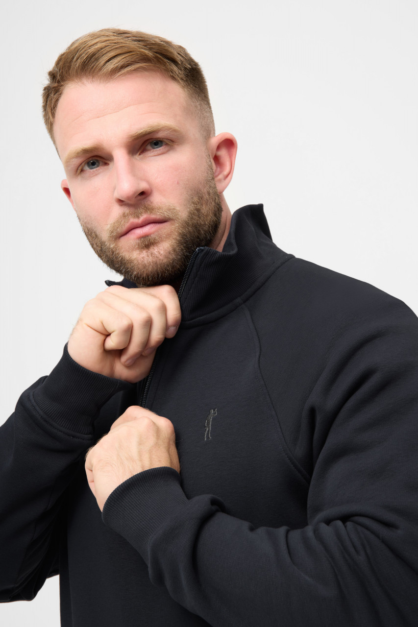 Derbe Halfzip Basic Kippes Herren Dunkelblau Sweatshirt GOTS