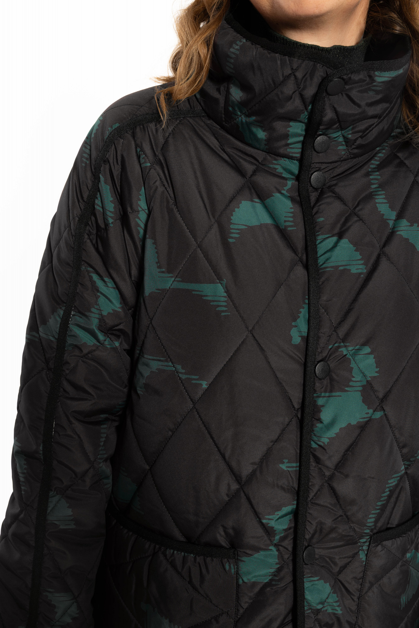 Danefae Übergangsjacke Danecherry Damen Schwarz Petrol Floral Steppjacke