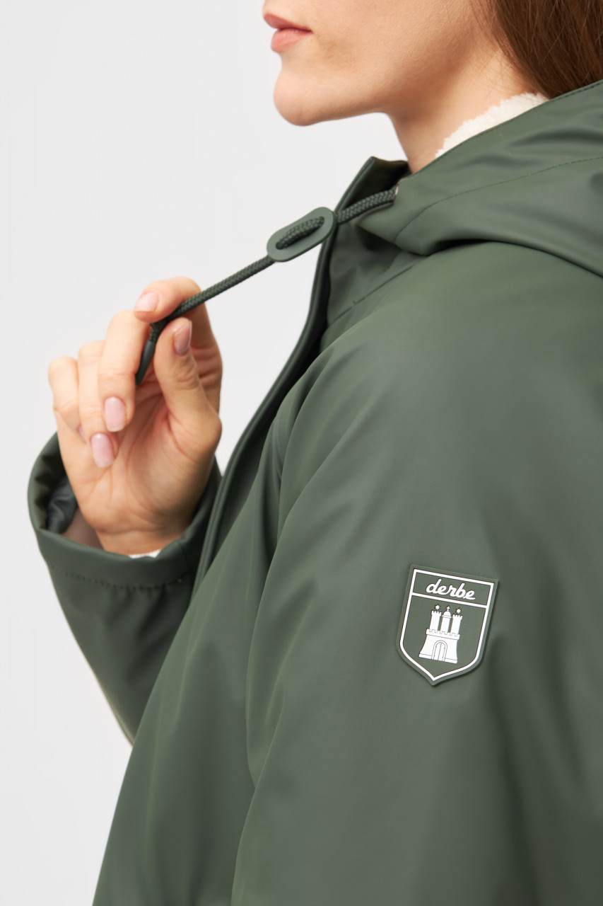 Derbe Friese Tidaholm Damen Regenjacke Oliv Gefüttert