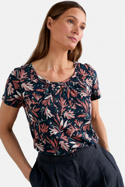 Seasalt Cornwall Appletree Damen Shirt Blau Rot Floral Maritim Seasalt Cornwall Appletree Damen Shirt Blau Rot Floral Maritim