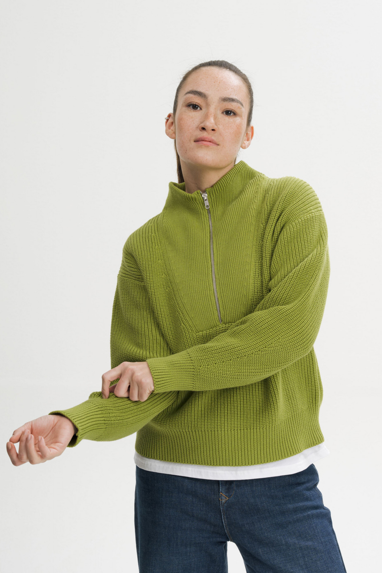 MELA Troyer KIMAYA Damen Grün Pullover Baumwolle GOTS Organic