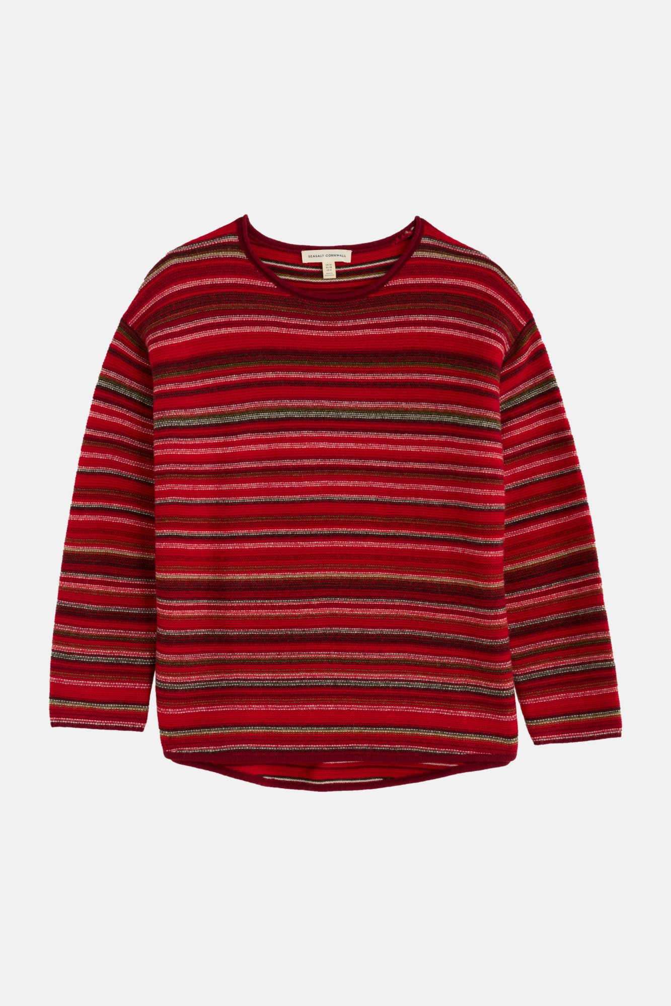 Seasalt Pullover Fruity Ripple Marks Damen Bordeaux Rot Weiß Gestreift