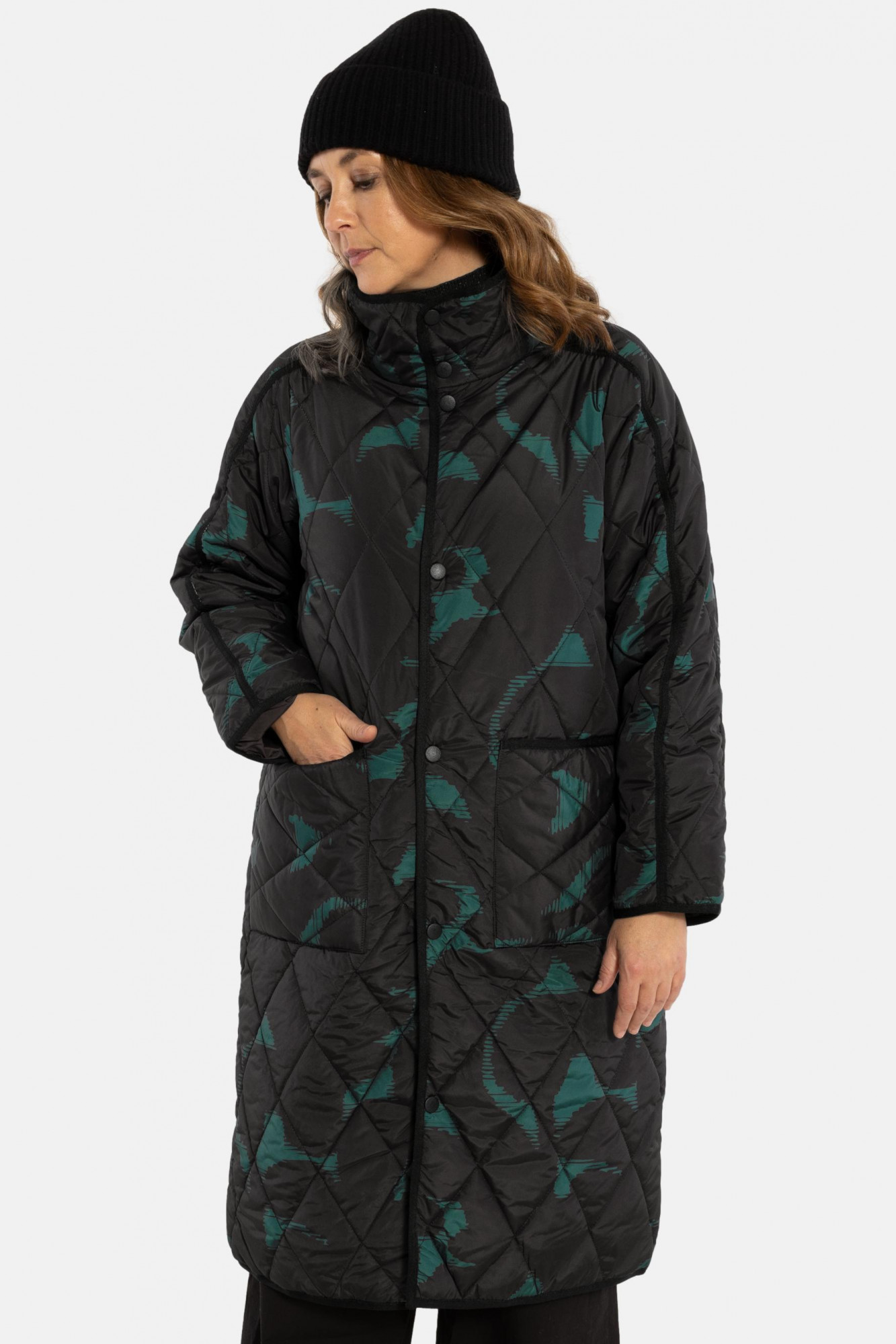 Danefae Übergangsjacke Danecherry Damen Schwarz Petrol Floral Steppjacke