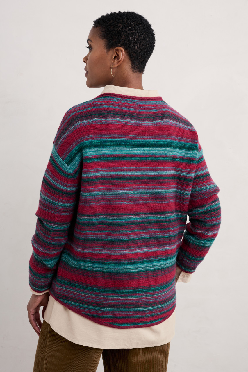 Seasalt Cornwall Pullover Fruity Damen Blau Türkis Rot Gestreift