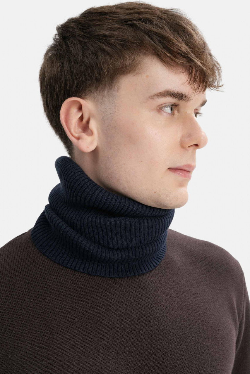 MELA DAIVI Schlauchschal Navy Blau Rippstrick Loop