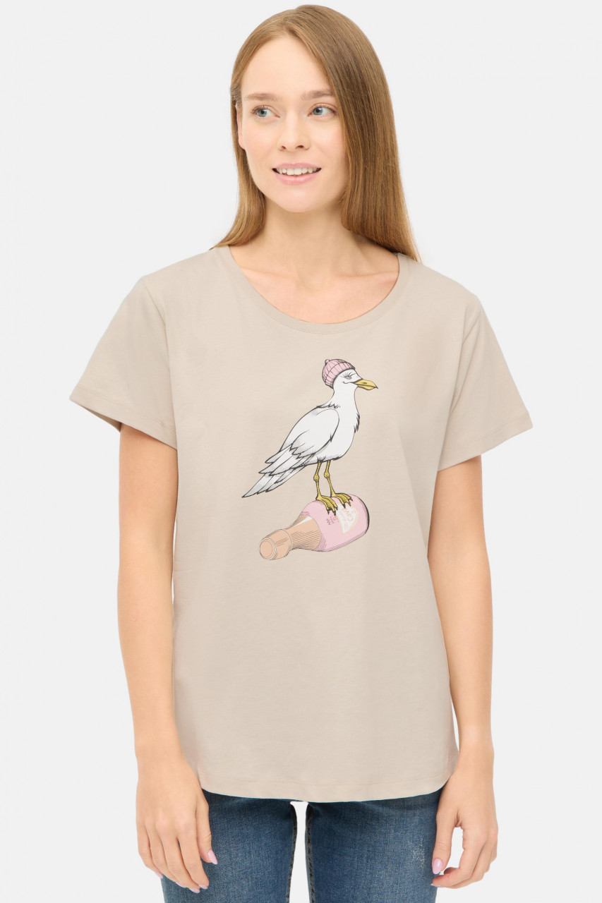 Derbe T-Shirt Sturmmöwin Damen Beige GOTS Organic