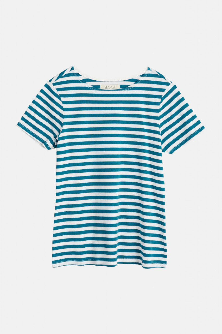 Seasalt Cornwall Sailor T-Shirt Damen Streifenshirt Mini Cornish Mid Teal Chalk