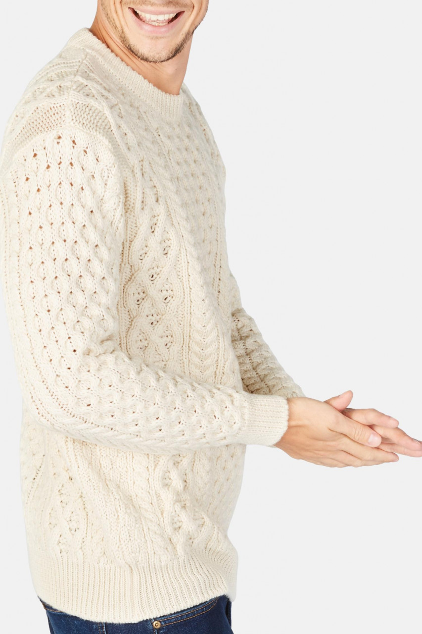 IrelandsEye Aran Blasket Weiß Herren Pullover Natural