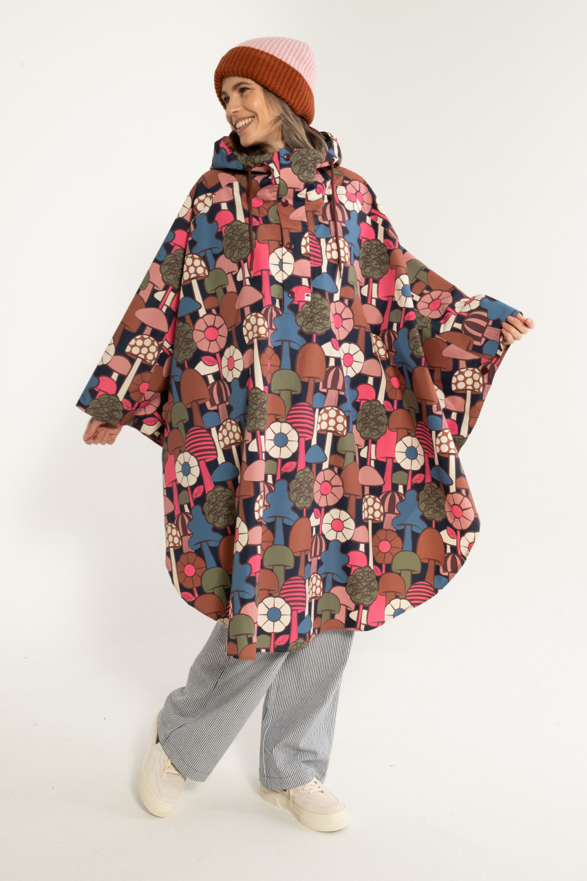 Danefae Regenponcho Danebodil Damen Blau Pink Pilze Regencape