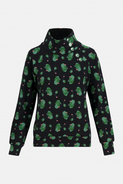 Blutsgeschwister Oh so nett Hooded GOTS Damen Kapuzenpullover Kaktus Grün Schwarz Home Coming